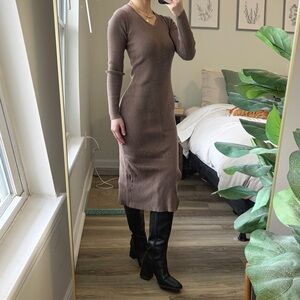 SOLD Ribbed Knit Midi Sweater Dress